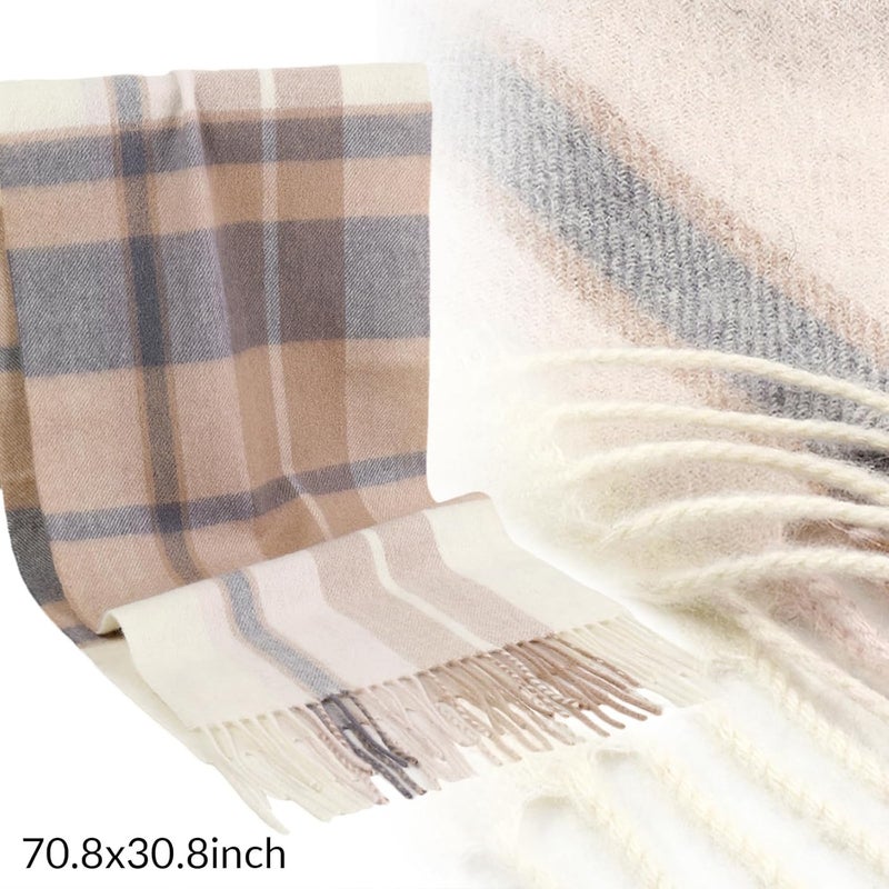 SKNSOFT Winter Wool Plaid Scarf for Men,Women Fashion Tartan Wrap Checkered Scarves - Image 2